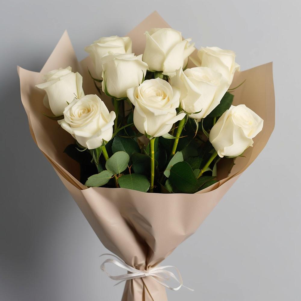 Букет 9 Белых роз Эдлесс Лав в Чистые Боры