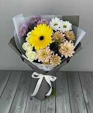 Букет цветов из:  Розы, Герберы и Хризантемы #REPLACE_PRED# Чистые Боры