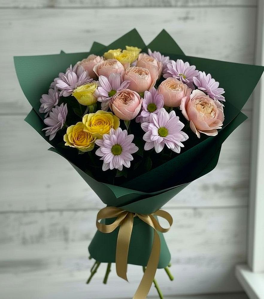 Букет цветов из: Хризантемы и Розы в Чистые Боры