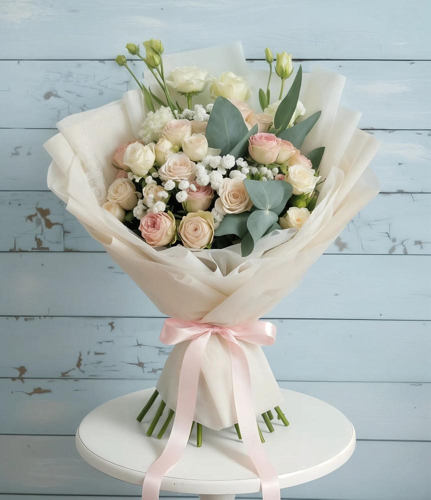 Букет цветов из: Розы и Лизиантусы в Чистые Боры